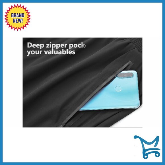 Men's Lightweight Quick Dry Joggers with Zipper Pockets for Running Gym - Picture 8 of 8